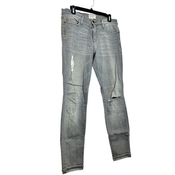 Current Elliot Fade Destroy Ankle Skinny Cheville Distressed Jeans Gray Size 31 - Picture 2 of 7